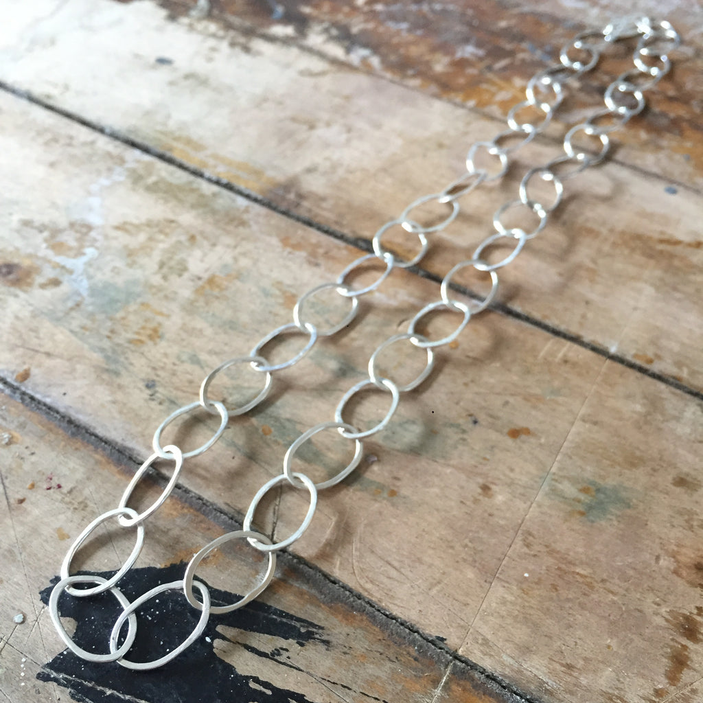Organic oval handmade chain necklace – Shepherd's Run Jewelry